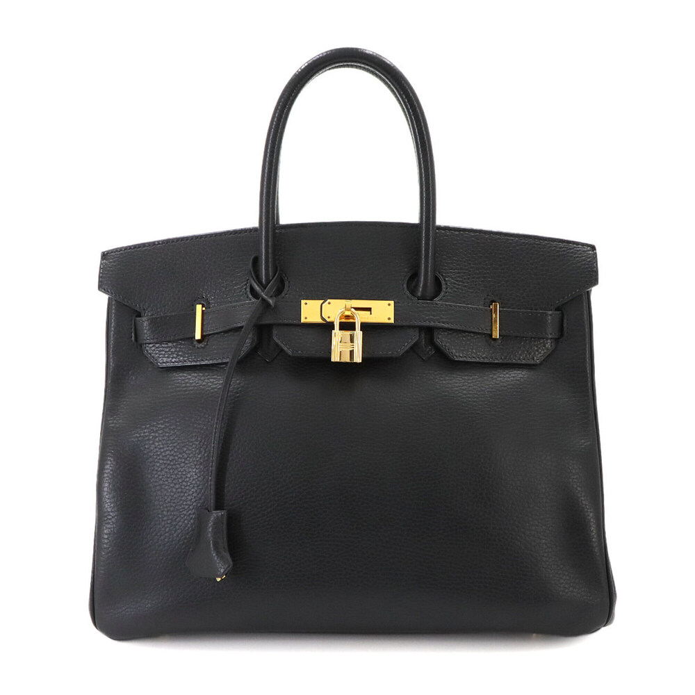 Hermes Birkin 35, Ardennes Black Handbag, □G Stamp, Gold Hardware.